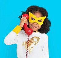 Superhero Girl with Telephone Concept