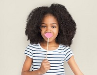 African Descent Little Girl Fake Lips Concept