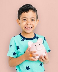 Little Boy Piggy Bank Concept
