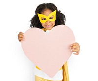 Superhero Kid Carrying Heart Concept