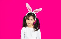 Little Girl Bunny Ears Silly Concept