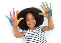 African Descent Little Girl Hand Painting Concept