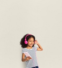 Little Girl Listen Music Happy Smile Studio