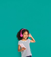 Little Girl Listen Music Happy Smile Studio