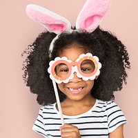 African Descent Little Girl Bunny Ears Concept
