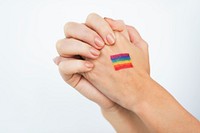 LGBT pride support color painted on hand