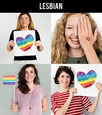 Collage of people with LGBT lesbian icon support collection