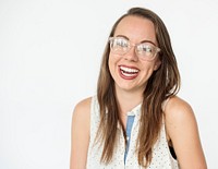 Portrait of a young woman wearing glasses