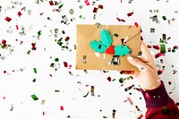 Holiday envelope with confetti