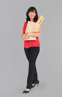 Caucasian Lady Holding French Loaf