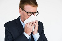 Businessman Sneezing SIckness Fever Portrait Concept