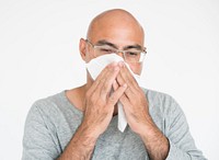 Man Sneezing SIckness Fever Portrait Concept