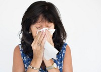 Woman Sickness Sneeze Fever Concept