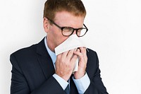 Business Man Sick Cry Tissue Paper