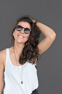 Caucasian Lady Casual Sunglasses Concept