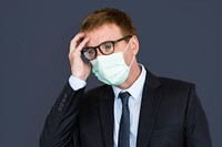 Businessman Unwell Face Mask Concept