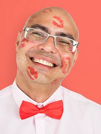 Man Smiling Happiness Lipstick Kiss Portrait