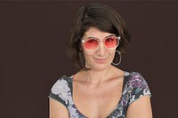 Mature Lady Cheerful Happy Glasses Concept