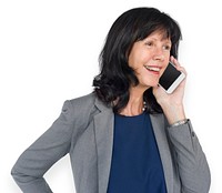 Woman Smiling Happiness Mobile Phone Talking Portrait
