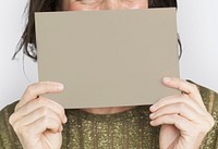 Woman Holding Blank Card Shoot