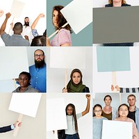 Collage of diversity people protest demonstration collection