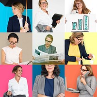 People Set of Diversity Business Women Studio Portrait