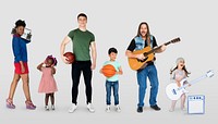 Diversity People with Hobby Music Sport Set Studio Isolated