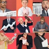 Collection of people with finance business collage