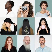 Set of portraits of people