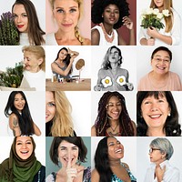Diverse women activity femenism collection collage