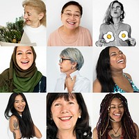 Set of Diversity Women Blowing Nose Sickness Studio Collage