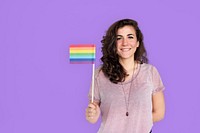 Woman Smiling Happiness LGBT Colorful Flag Concept