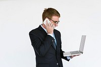 Businessman Mobile Phone Talking Communication Portrait Concept