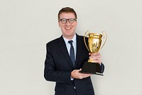 Caucasian Business Man Award Trophy