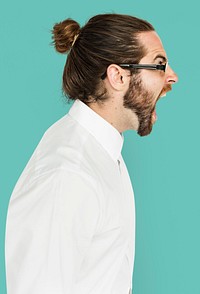 Man Shouting Studio Portrait Concept
