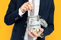 Businessman GIving Money Donation Charity Concept