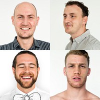 Adult Men Face Smile Expression Studio Portrait Collage