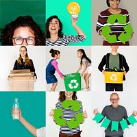 Collages diverse people environment recycle