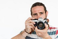 Man Holding Camera Photo Concept