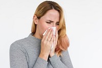 Woman Sneeze Allergy Napkin Concept