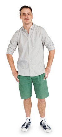 Whole body portrait of a wearing shorts