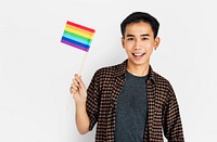 Man Holding LGBT Flag Concept