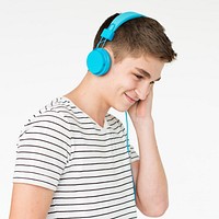 Men Lsiten Music Headphone Hobby Concept