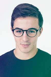 Young Man Wear Eyeglasses Studio Portrait