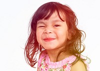 Little Girl Cheerful Face Expression Studio Portrait