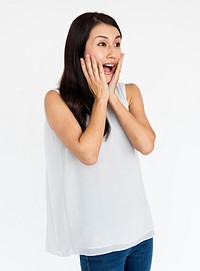 Asian Woman Smiling Happiness Surprise Concept