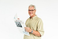 Man Reading Newspaper Information Portrait Concept