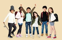 Diverse of Young Student Children People Studio Isolated