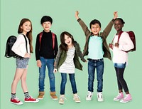 Diverse of Young Student Children People Studio Isolated