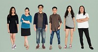 Group of Asian Adult People Set Studio Isolated